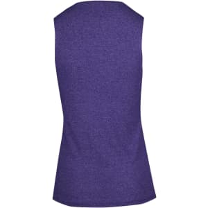 A sleeveless women's tee in a heathered purple colour, featuring a fitted design and a back view.