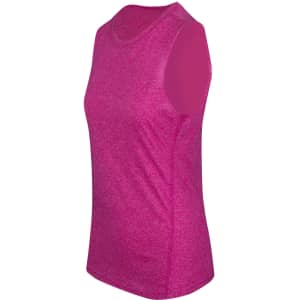 A sleeveless women's tee from the Greatness Range in bright pink, featuring a fitted design and subtle texture.