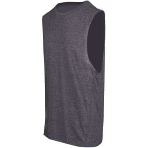 A grey sleeveless tee from the Greatness Range, featuring a simple design and one logo.