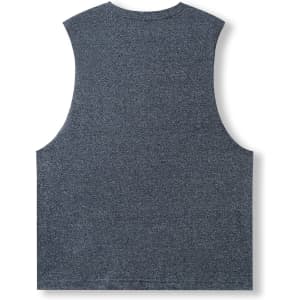 A sleeveless grey heather t-shirt with a simple design and no visible logo.