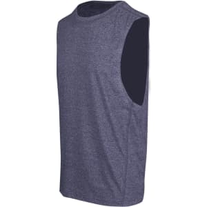 A sleeveless grey tee from the Greatness Range, featuring a simple design and a logo.