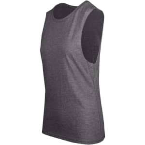 A women's combed cotton tank top in a dark grey colour, featuring a sleeveless design and a logo.