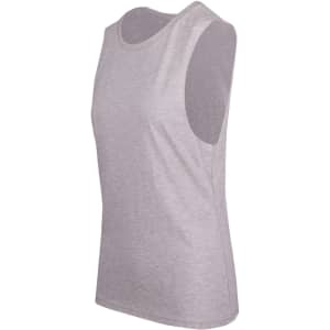A light grey women's combed cotton tank top with a classic sleeveless design. It features a simple branding logo.