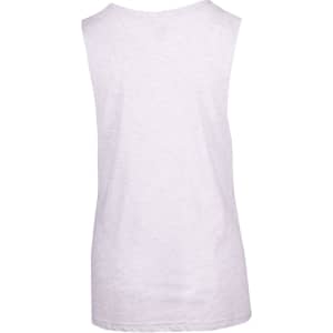 A women's grey combed cotton tank top featuring a scoop back and no sleeves. The garment has a logo.