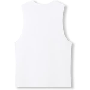 A white men's/unisex combed cotton tank top featuring a plain back and a small logo.