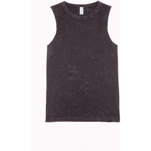 A women's stone washed tank in black, featuring a sleeveless design and a simple, classic cut.