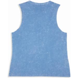 A women's stone washed tank in a light blue colour, featuring a sleeveless design and a simple back.