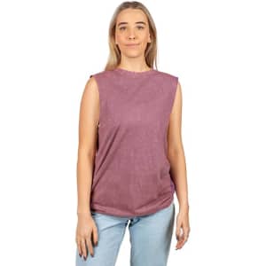 A sleeveless stone-washed tank in a soft mauve colour, featuring a simple design and a relaxed fit.