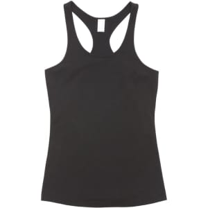 A black kids' T-back singlet with a racerback design. It includes a small logo at the neckline.