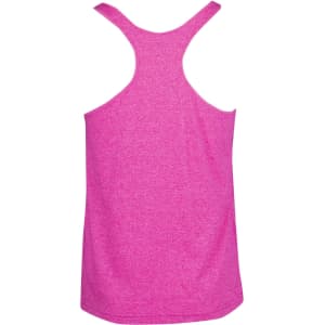 A pink athletic T-back singlet featuring a logo, designed for men.