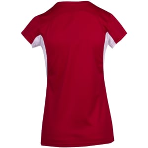 A red and white Women's Accelerator Cool-Dry T-shirt with a fitted design, showcasing the back view.