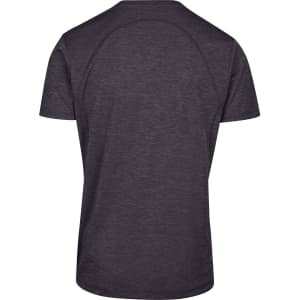 A dark grey unisex t-shirt made from 100% polyester, featuring a logo on the back.