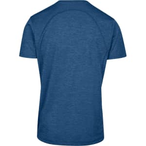 A blue unisex Challenger T-shirt made from 100% polyester, featuring a plain back and a logo.