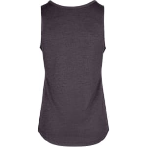 A black Women's Challenger 100% polyester singlet with a rounded neckline and sleeveless design, featuring a logo.
