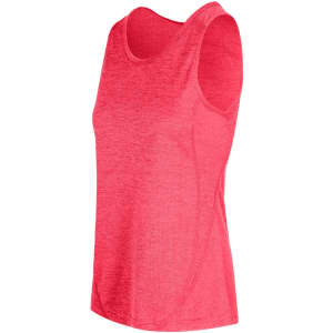 A red women's singlet made of 100% polyester, featuring a sleek design and a logo.