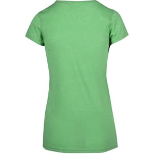 A green women's athletic t-shirt with short sleeves and a fitted design. The back view displays a simple style.