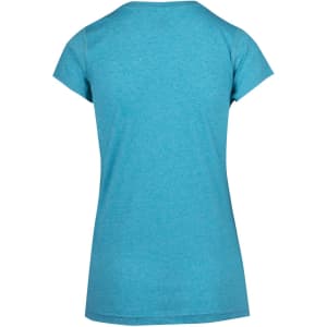 A women's athletic T-shirt in a vibrant aqua blue colour, featuring short sleeves and a relaxed fit.