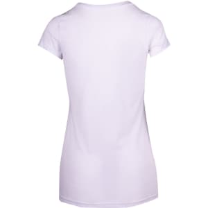 A light purple women's athletic T-shirt with short sleeves and a plain back, featuring a small logo.