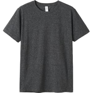A heather grey unisex T-shirt featuring a crew neckline and short sleeves, with a logo on the label.
