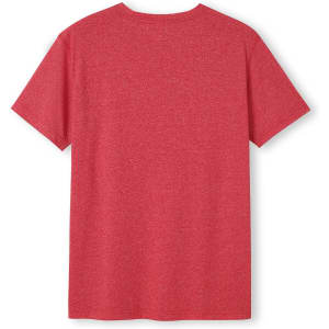 A red heather T-shirt with a regular fit, featuring short sleeves and a simple design on the back.