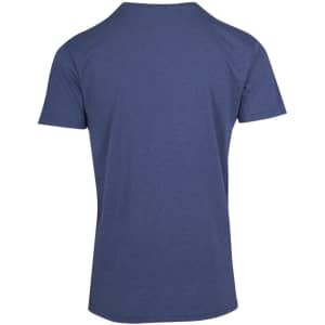 A navy blue men's heavy marl T-shirt featuring a simple design. The back view showcases its short sleeves and round neckline.
