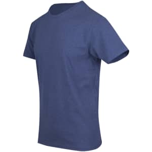 A blue heavy marl T-shirt with a classic crew neckline and short sleeves, featuring a logo.