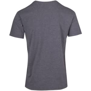 A grey men's heavy marl T-shirt displayed from the back, featuring a plain design and short sleeves.