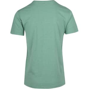 A green heavy marl T-shirt featuring a simple design and short sleeves, with a logo on the back.