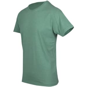 A green heavy marl T-shirt with a crew neck and short sleeves, featuring a logo on the front.