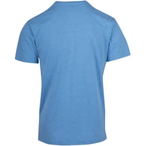A men's heavy marl T-shirt in light blue with a plain back and a branding logo on the fabric.
