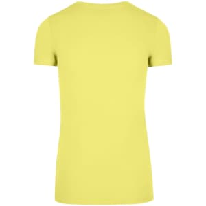 A short-sleeved women's T-shirt in bright yellow, featuring a plain back and a fitted design.