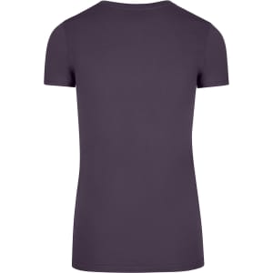 A women's T-shirt in a solid dark purple colour, featuring a crew neck and short sleeves.