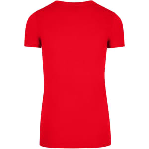 A red women's American style T-shirt with short sleeves, featuring a simple design at the back.