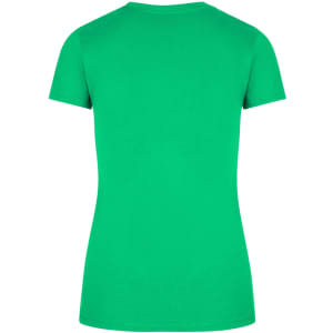 A women's slim fit tee in bright green, featuring a classic short sleeve and a plain back design.