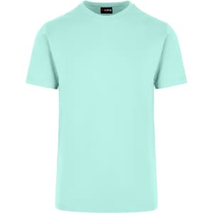A mint green unisex American style t-shirt with a crew neck and short sleeves, featuring a logo.