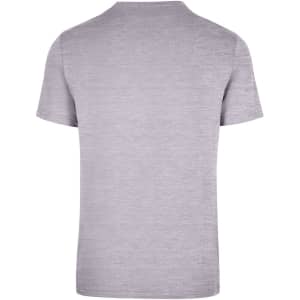 A grey unisex American style t-shirt with a classic crew neck and short sleeves. Features a logo on the back.