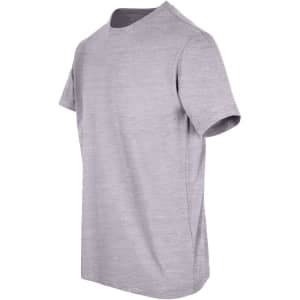 A grey unisex American style t-shirt with short sleeves, featuring a simple design and no visible logos.