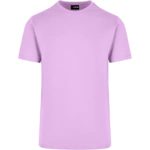 A lilac unisex American style t-shirt with a round neckline and short sleeves. It features a logo label.