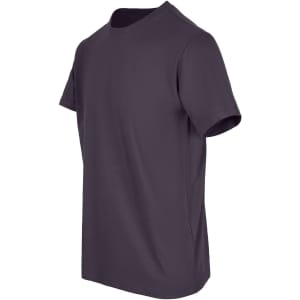 A dark grey unisex t-shirt with short sleeves and a simple design. Features a logo on the garment.
