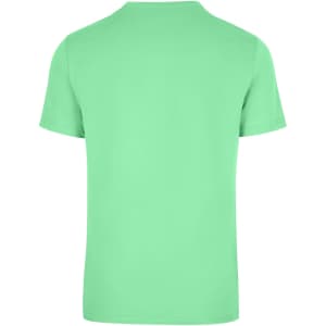 A mint green unisex t-shirt with short sleeves, featuring a plain back and a logo.