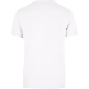 A plain white unisex t-shirt with short sleeves and a back view, featuring a logo.