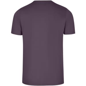 A men's slim fit T-shirt in a solid dark purple colour, featuring a simple design and a logo.