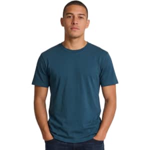 A plain black unisex T-shirt featuring a round neckline and short sleeves, with a logo on the label.