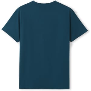 A unisex Earth Care T-shirt in teal, featuring a plain back and a simple design.