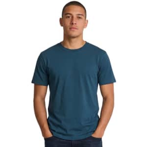 A black unisex t-shirt with a simple design and a label inside. Features a logo on the tag.