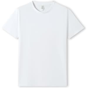 A white unisex Earth Care T-shirt with a simple design and a label inside.