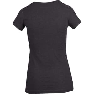A women's marl V-neck T-shirt in dark grey, featuring a fitted silhouette and short sleeves.