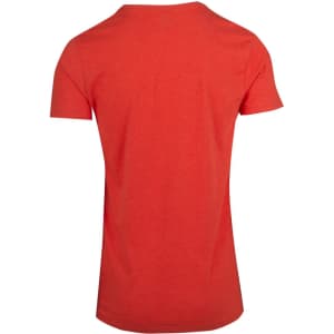 A red men's marl V-neck T-shirt featuring a plain back design. It has short sleeves and a stylish cut.