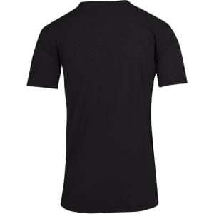 A black Raw Cotton Wave T-shirt with short sleeves and a casual fit. The shirt features a simple design on the back.