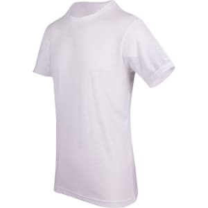 A white raw cotton wave t-shirt, featuring a casual design and short sleeves, with a logo present.